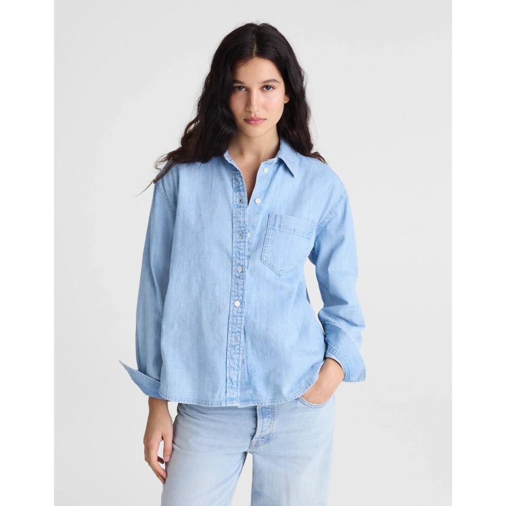 MADEWELL The Denim Easy Shirt XXS Maui Wash Blue Cotton Relaxed Workwear NWT B89